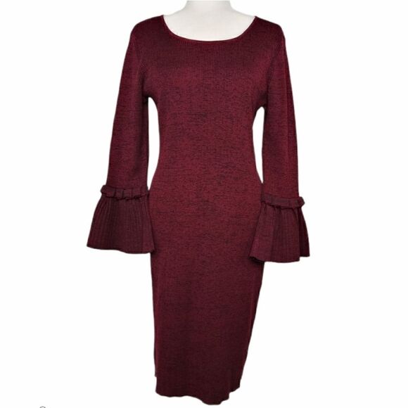 Nina Leonard Scoopneck Pleated Sleeve Shift Dress - Picture 2 of 15